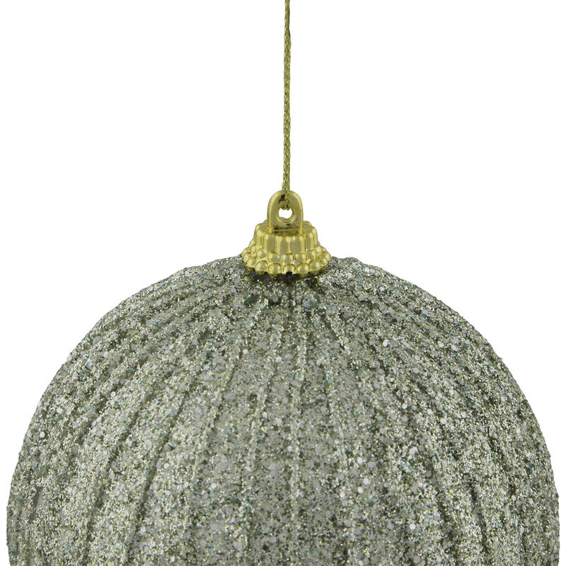 4" Green Glitter Shatterproof Christmas Ball Ornament image number 4