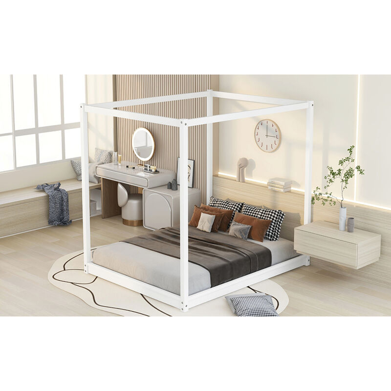 Queen Size Canopy Platform Bed with Support Legs