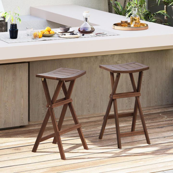 Hivvago Bar Stools Set of 2 with Saddle Seat and Footrest for Kitchen Island and Balcony