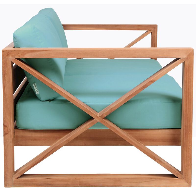 Meridian Furniture Anguilla Blue Water Resistant Fabric Outdoor Loveseat