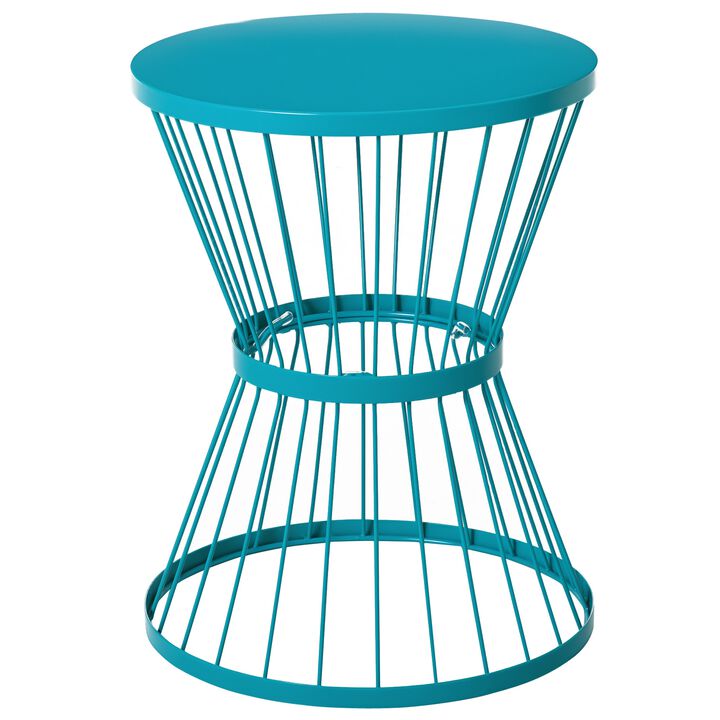 Hivvago 16" Steel Outdoor Side Table with Hourglass Design