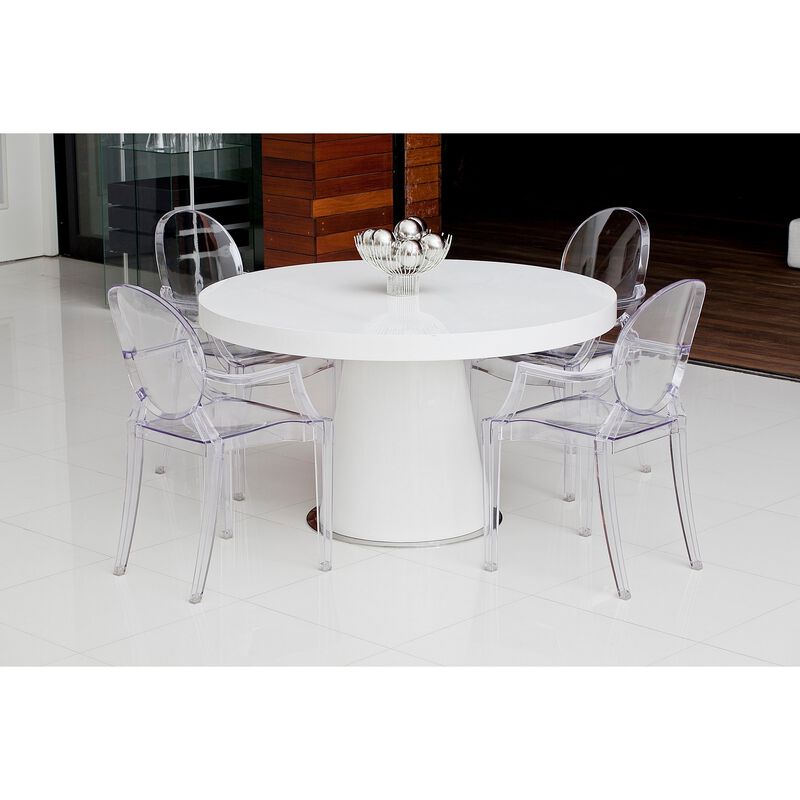 Nili Set of 4 Dining Armchairs, Oval Shape Back, Molded Seat, Clear Finish - Benzara image number 2