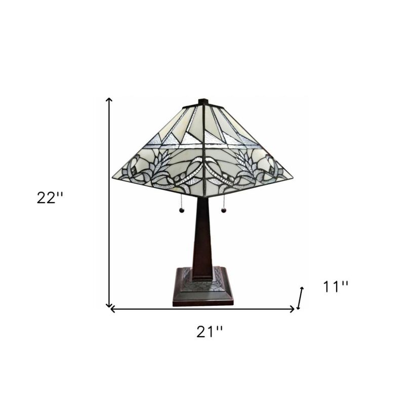 Hivvago 22" Dark Brown Metal Two Light Candlestick Table Lamp With White Empire Shade