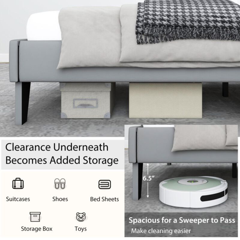 Hivvago Velvet Upholstered Bed Frame with High Headboard image number 2