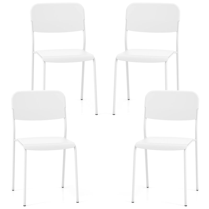 Modern Dining Chairs Set of 4 with Tilted Backrest and Sturdy Metal Legs