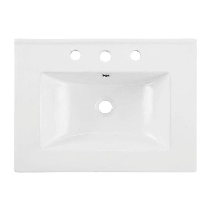 White 24-Inch Ceramic Bathroom Sink Top, Centerset Faucet Holes image number 1