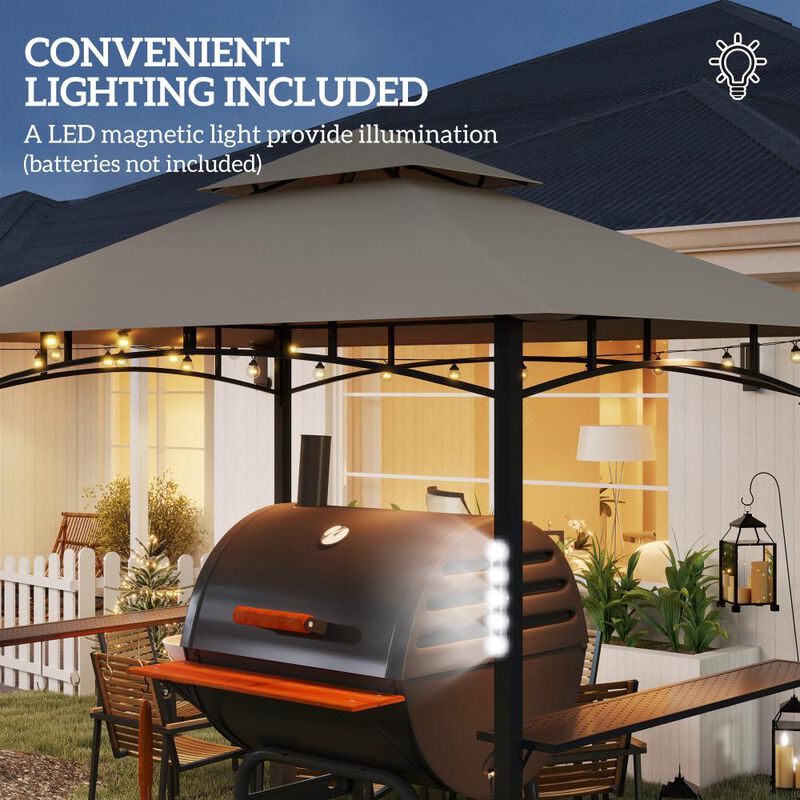 Hivvago 8x5 BBQ Gazebo Shelter with Shelves and Tool Hooks image number 5