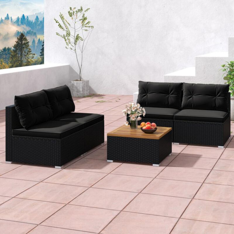 Hivvago 5 Piece Outdoor Furniture Set with Solid Tabletop and Soft Cushions