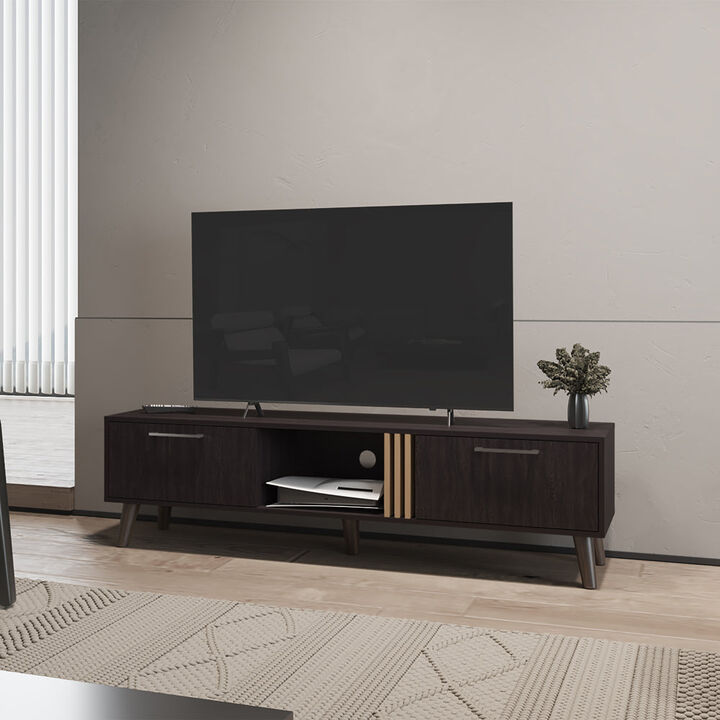 Altoona Tv Stand , Living Room, Black/Light Oak