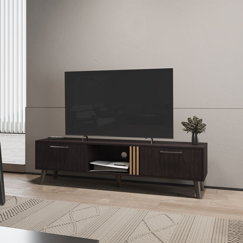 Altoona Tv Stand , Living Room, Black/Light Oak