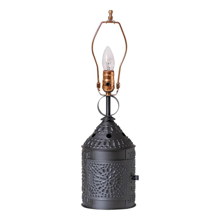 Irvins Country Tinware Paul Revere Lamp Base In Smokey Black