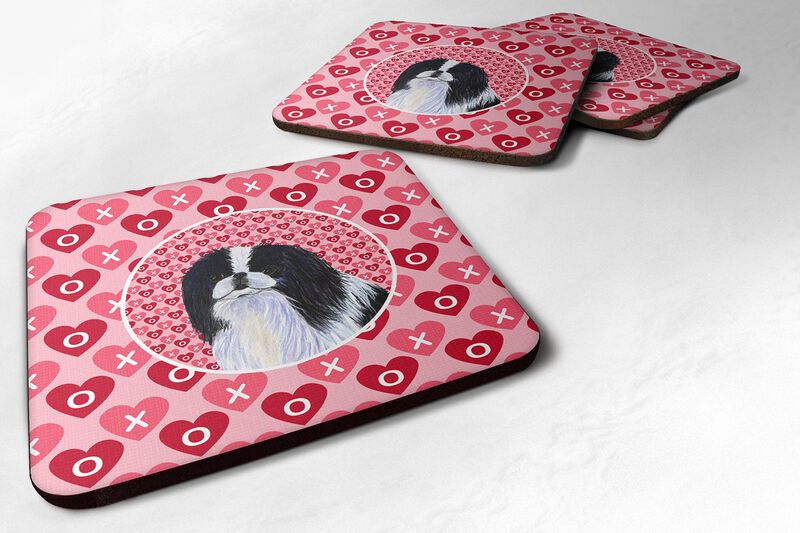 Caroline's Treasures SS4467FC Japanese Chin Foam Coasters (Set of 4), 3.5 H x 3.5 W, Multicolor