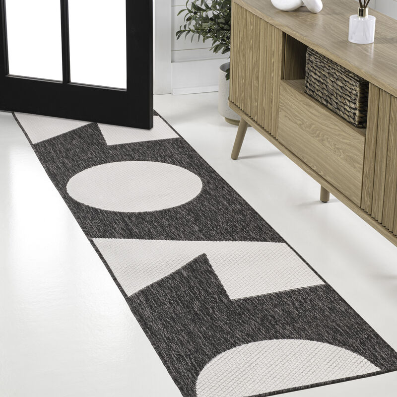 Lucian Modern Geometric Abstract Two-Tone Indoor/Outdoor Area Rug