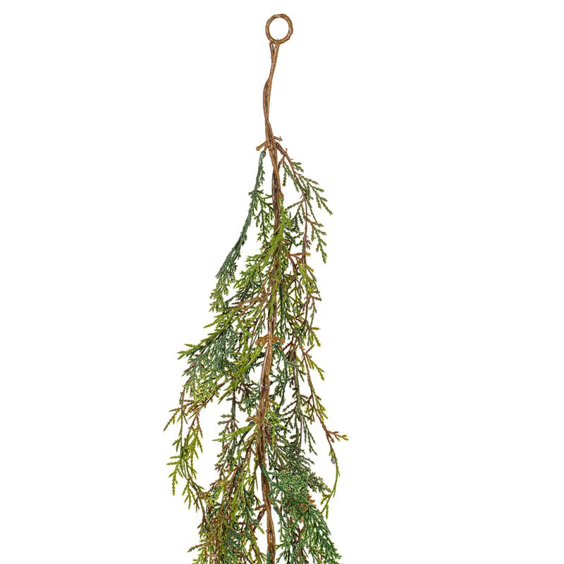 Vickerman 4' Long Weeping Cedar Artificial Christmas Garland, Unlit - Faux Cedar Christmas Garland - Indoor Seasonal Home Decor - Featuring Pine Cones image number 1