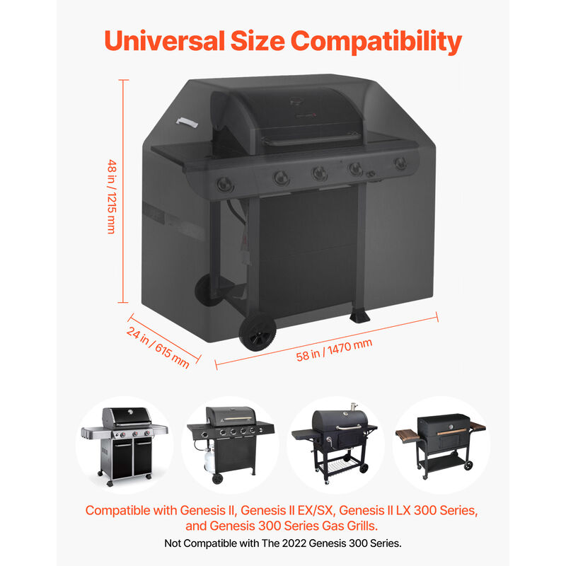 58 inch Grill Cover Heavy Duty BBQ Gas Grill Cover Outdoor Barbecue Waterproof image number 3