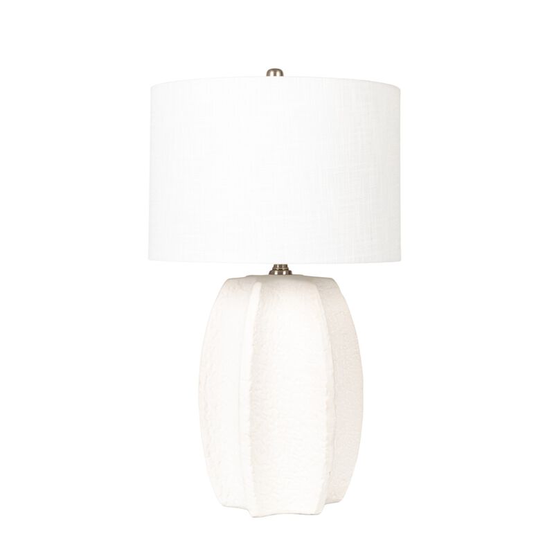 Stoneware Table Lamp with Sculpted Edge, Ivory Glaze image number 3