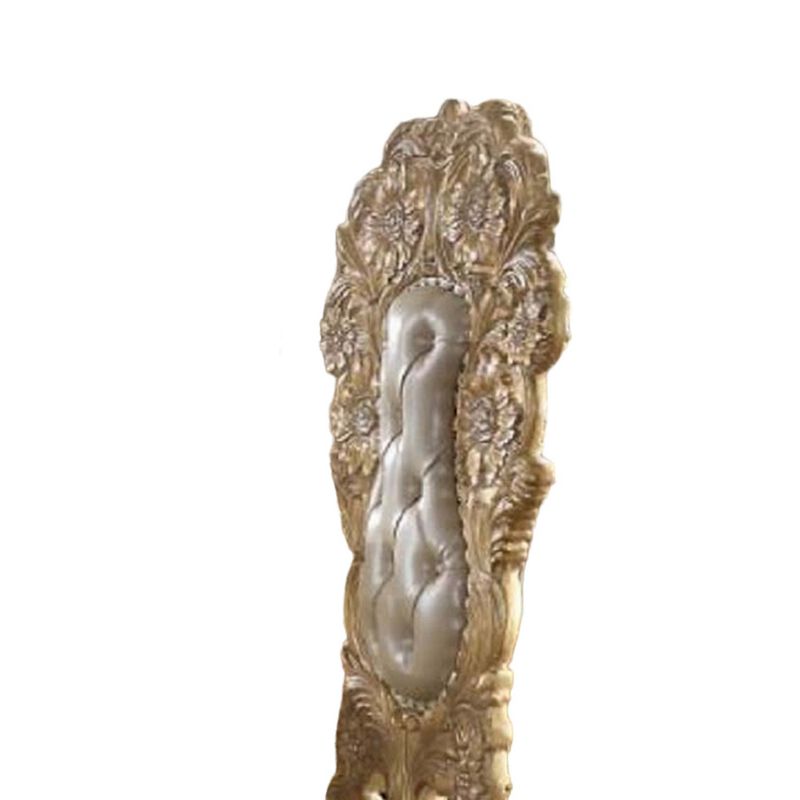 Otis Side Dining Chair Set of 2 Classic Light Gold Tufted Faux Leather - Benzara