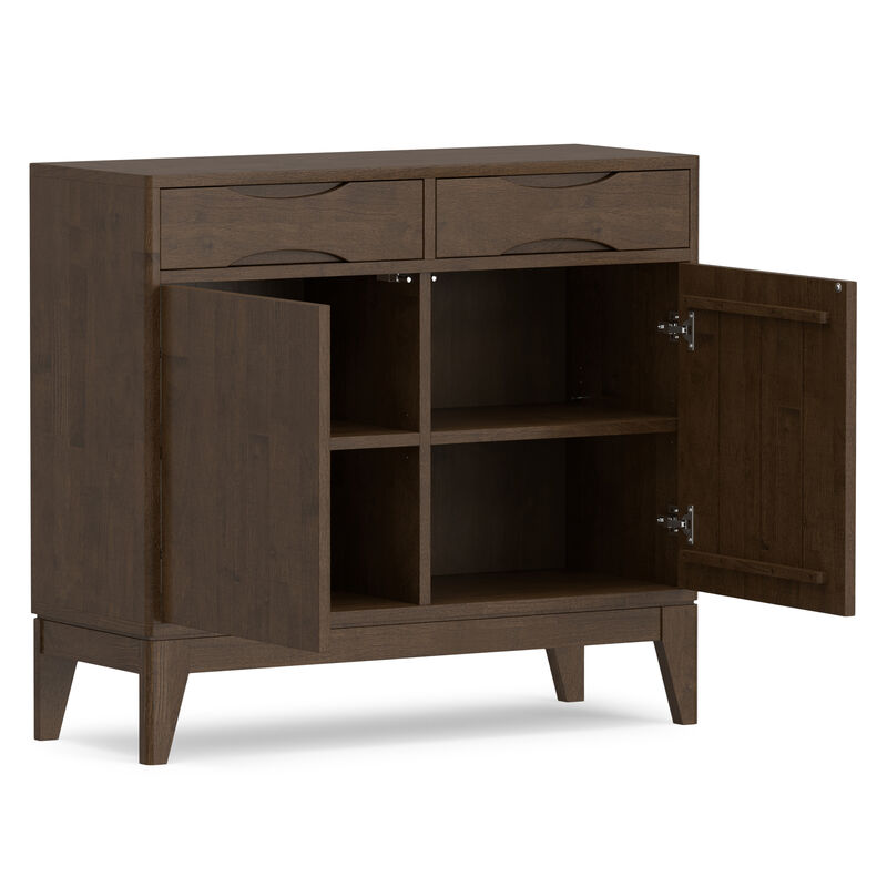 Harper SOLID HARDWOOD 40 inch Wide Mid Century Modern Entryway Storage Cabinet in Walnut Brown image number 4
