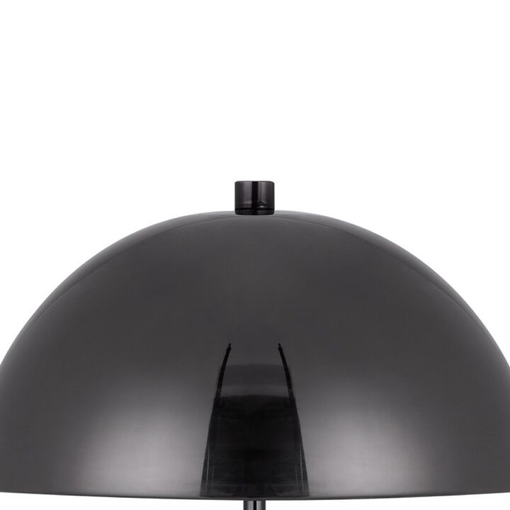 20 Inch Metal Accent Table Lamp Dome Shade, Black-Benzara