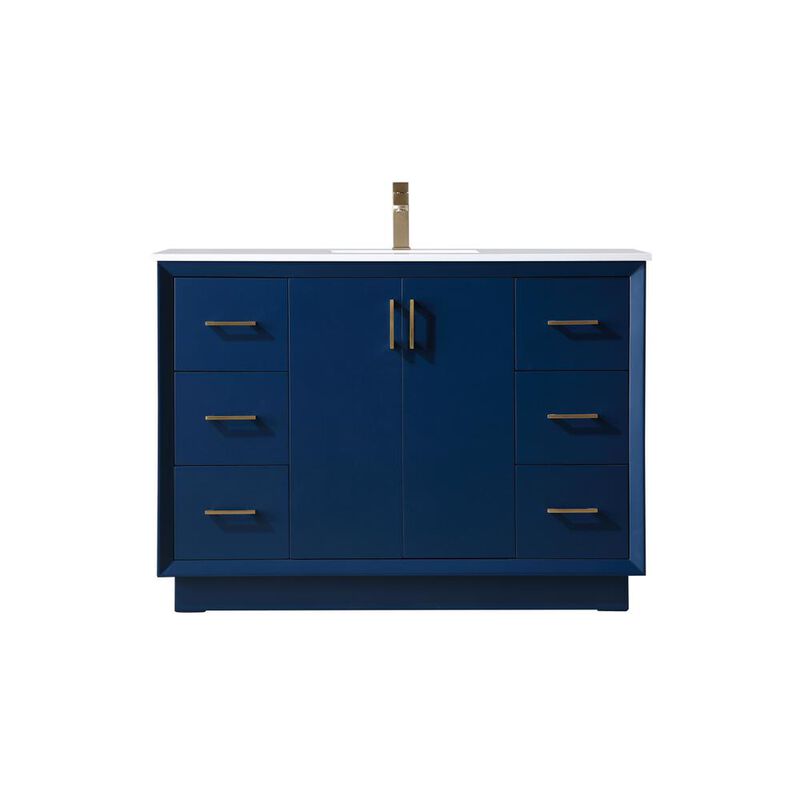 Elegant Kitchen and Bath 48 Inch SIngle Bathroom Vanity In Blue