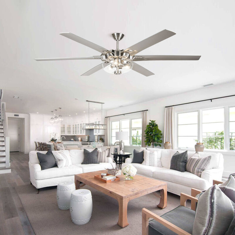 70 in. Modern Brushed Nickel DC Motor Ceiling Fan with Light and Remote
