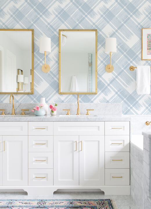 Zag Blue Modern Plaid Wallpaper (Set of 2)