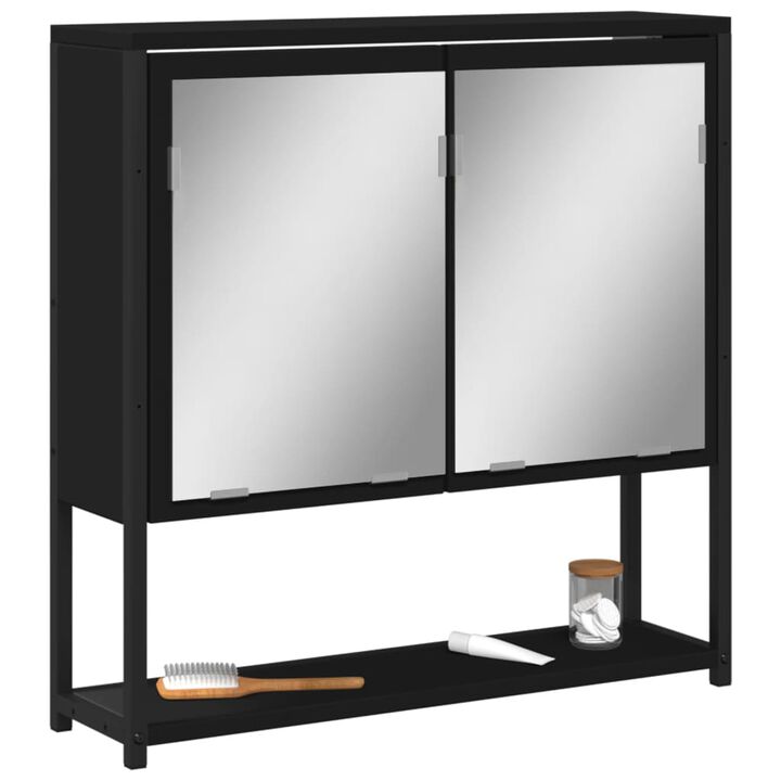 vidaXL Bathroom Mirror Cabinet Black 23.6x6.3x23.6 Engineered Wood