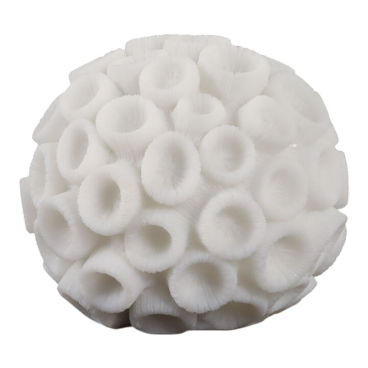 6" Round Coral Orb, Ivory