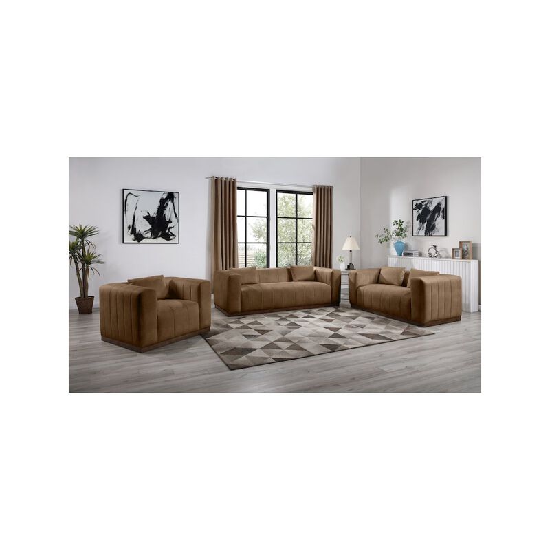 Meridian Furniture Mallina Brown Vegan Leather Loveseat