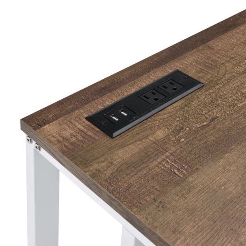 Simple Relax Built-in USB Port Writing Desk with Storage Drawer in Walnut image number 3