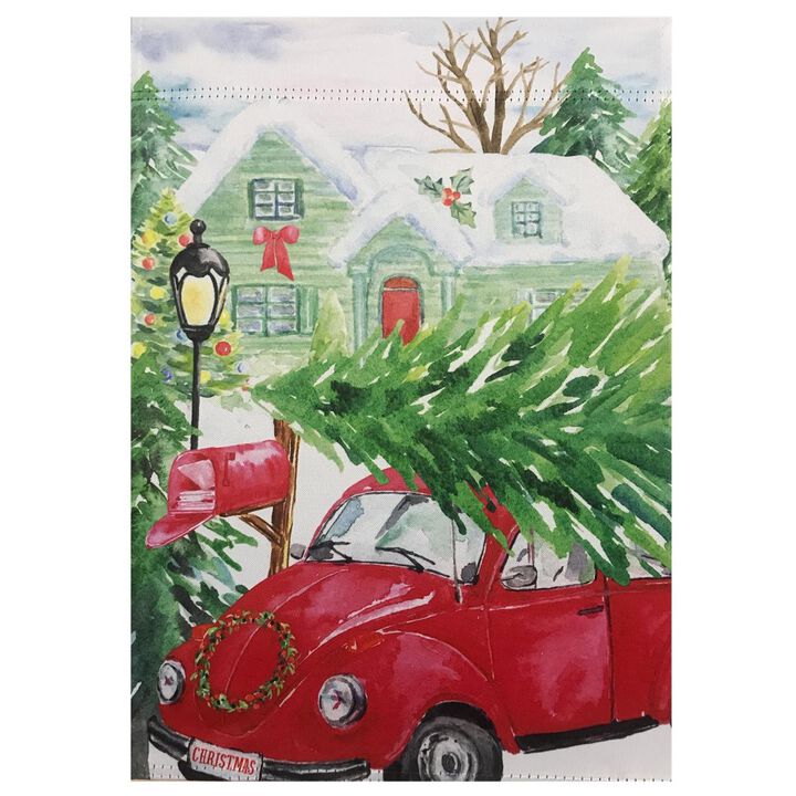 Northlight  12.5 x 18 in. Car & Christmas Tree Outdoor Garden Flag,