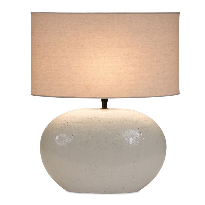 Linen Shade Table Lamp with Terra Cotta Base for Elegant Lighting
