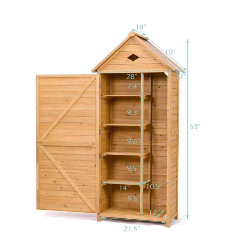 Hivvago Wooden Outdoor Lockable Garden Tool Storage