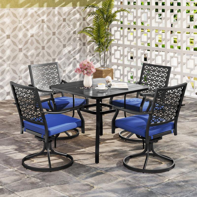 Hivvago 2 Pieces Patio 360&deg; Swivel Dining Chairs with Rocker and Cushioned Armrest
