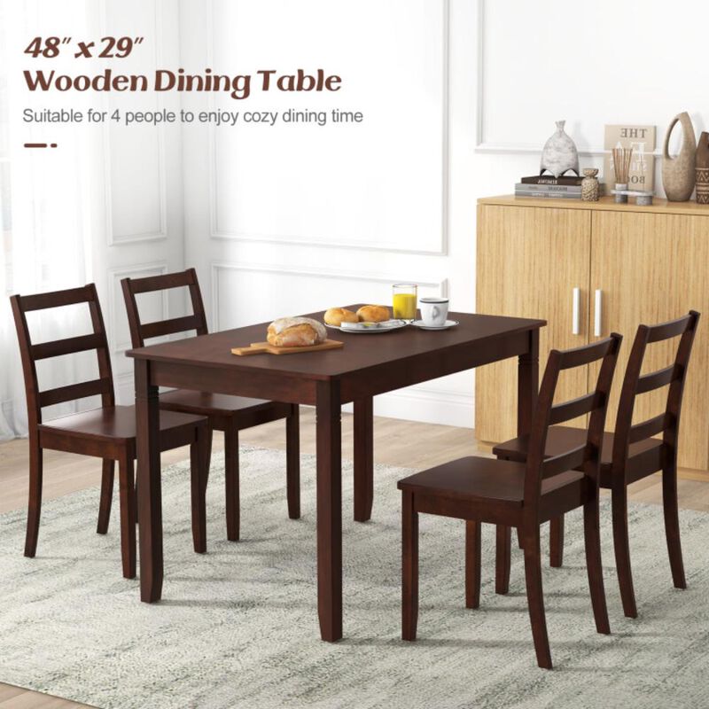 Hivvago Wooden Dining Table for 4 People Rectangular Kitchen Table with Rubber Wood Legs.