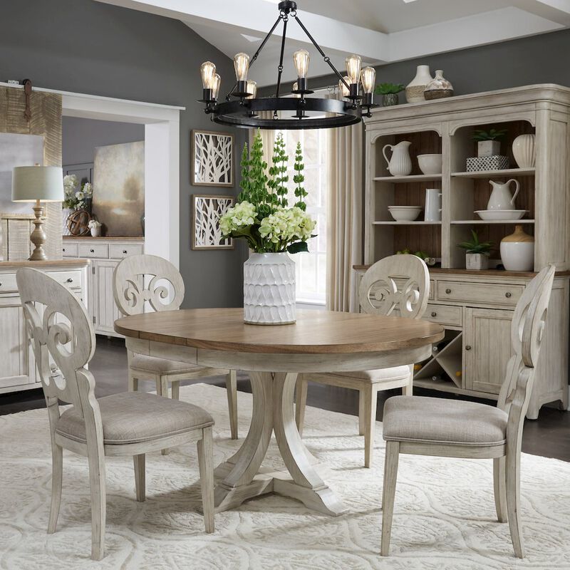 Liberty Furniture Pedestal Table in Rubberwood Solids with Hickory & Pine Veneers image number 1
