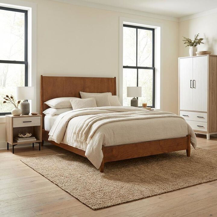 Alpine Furniture Flynn Mid Century Modern Panel Bed