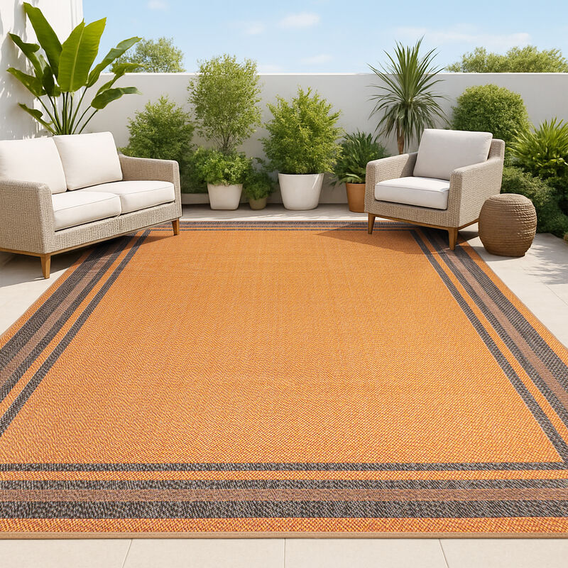 James Modern Border Stripe Indoor/Outdoor Area Rug