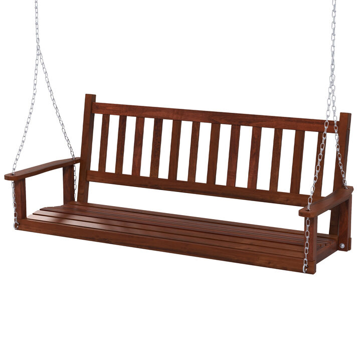 3-Person Wooden Outdoor Porch Swing with 800 lbs Weight Capacity
