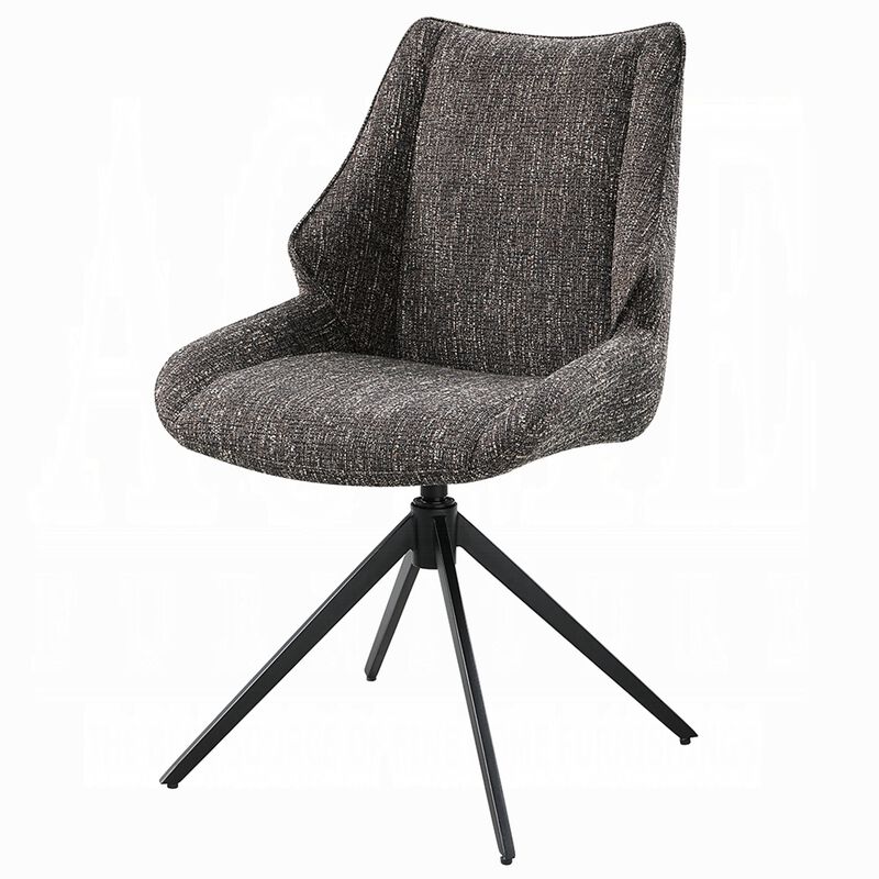 Maik Swivel Side Chair Set of 2, Wingback, Star Iron Base, Brown Chenille image number 5