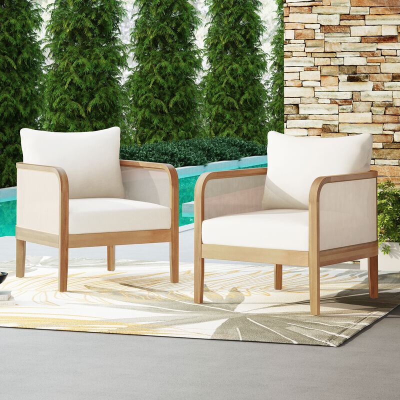 Merax (Set of 2) Outdoor Acacia Wood Patio Club Chair