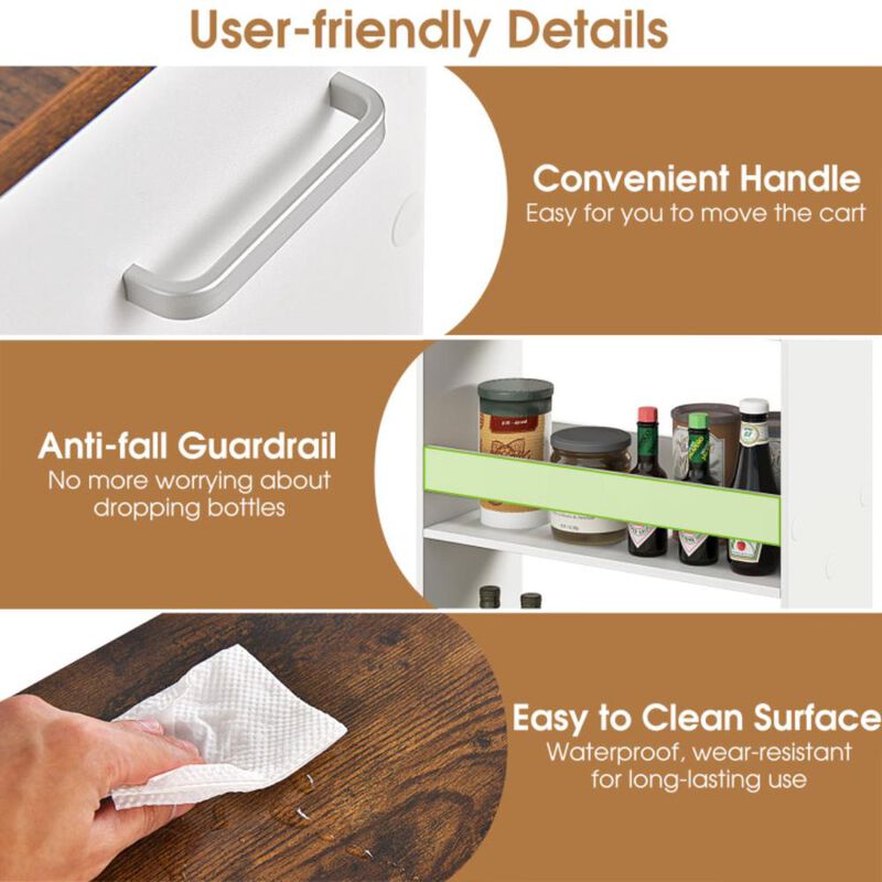 Hivvago 4-Tier Rolling Storage Cart Slim Kitchen Cart on Wheels with Open Shelves and Handle