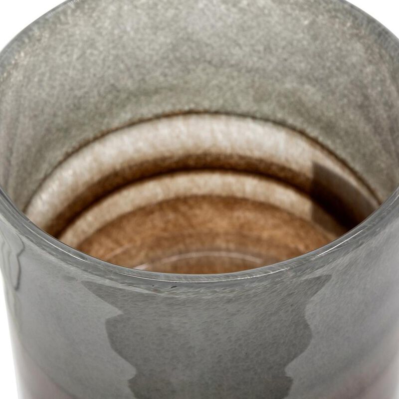 HomeRoots 9" Gray And Brown Ombre Glass Round Table Vase image number 4