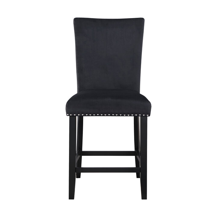 Black Upholstered Bar Stools Set of 2
