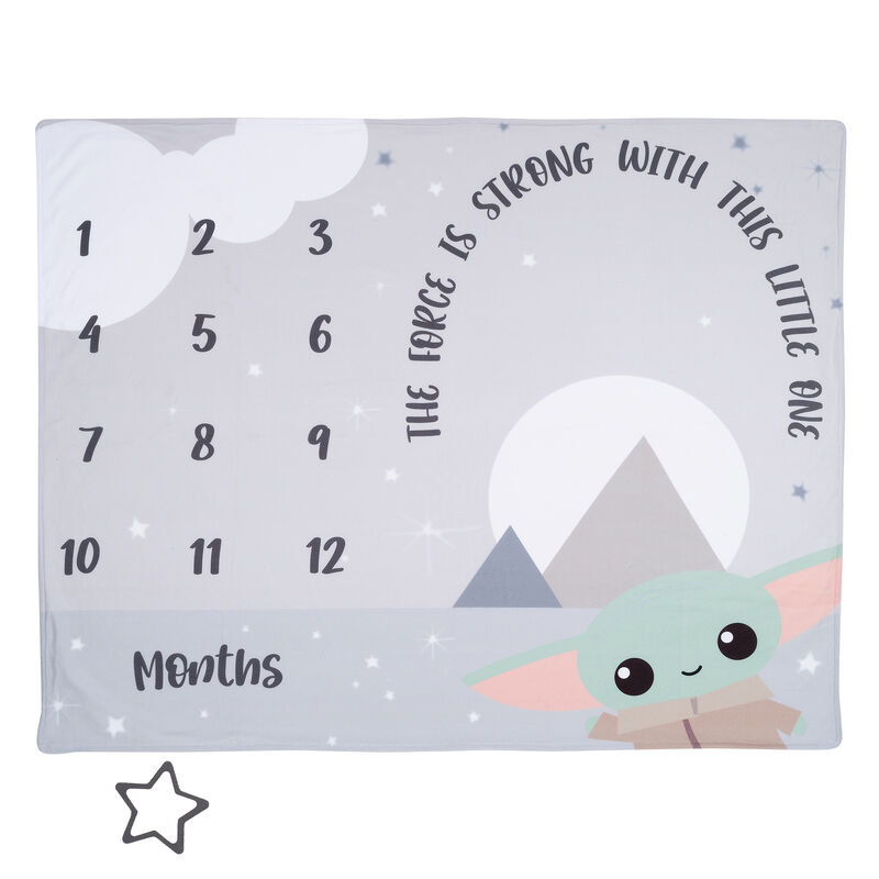 Lambs & Ivy Star Wars The Child/Grogu/Baby Yoda Fleece Milestone Blanket w/ Star