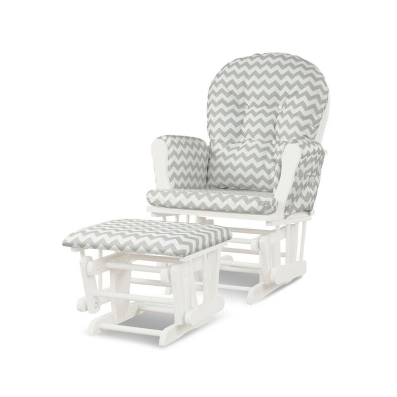 Hivvago Wood Glider and Ottoman Set with Padded Armrests and Detachable Cushion