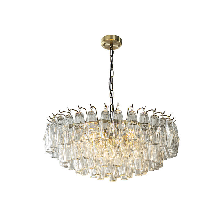 28'' Midcentury Modern Murano Glass Round Chandeliers 6-Light Handblown Glass Pendant Light Fixture Aged Bronze Finish For Dining Room Living Room
