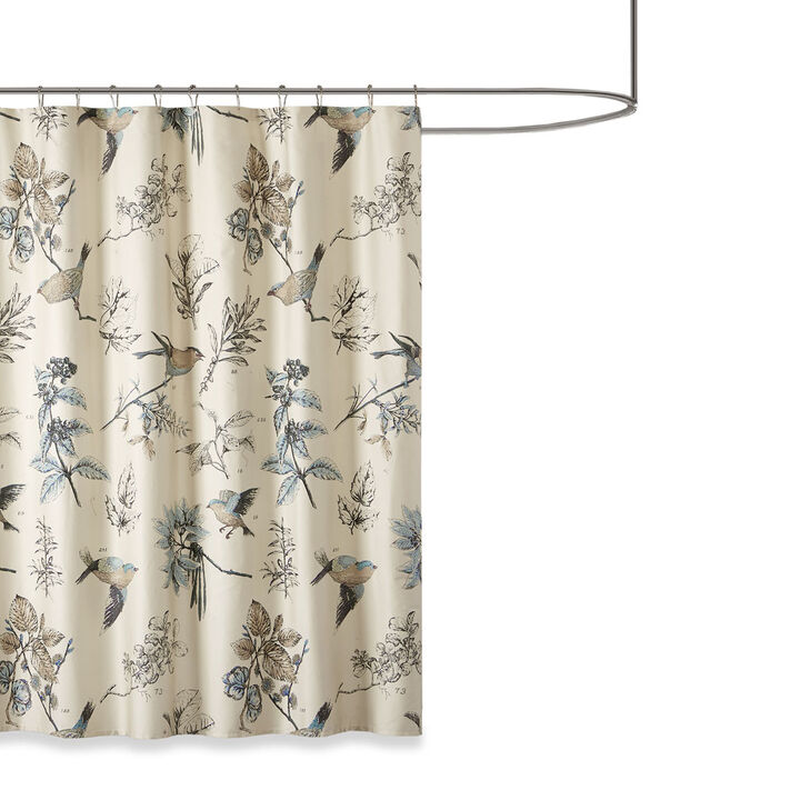 Gracie Mills Carrie Classic Floral Printed Cotton Shower Curtain