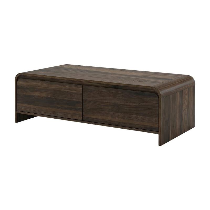Walnut Rectangular Coffee Table with Metal Base and Cam Bolt Design image number 0