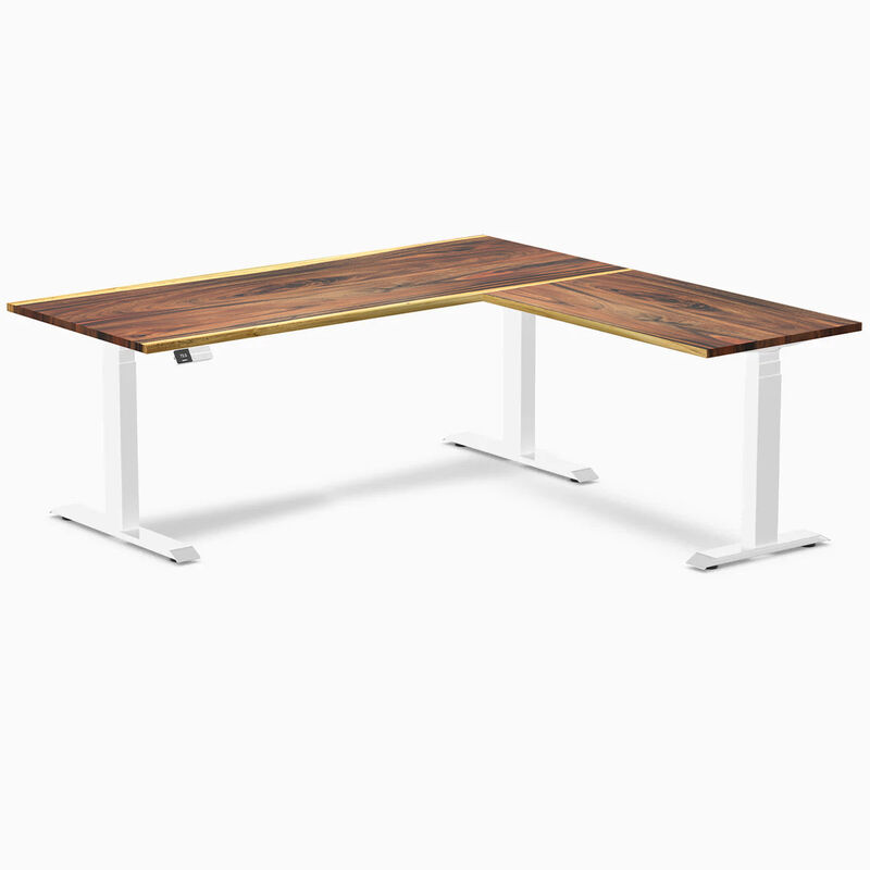 Desky Hardwood L-Shape Sit Stand Desk image number 0